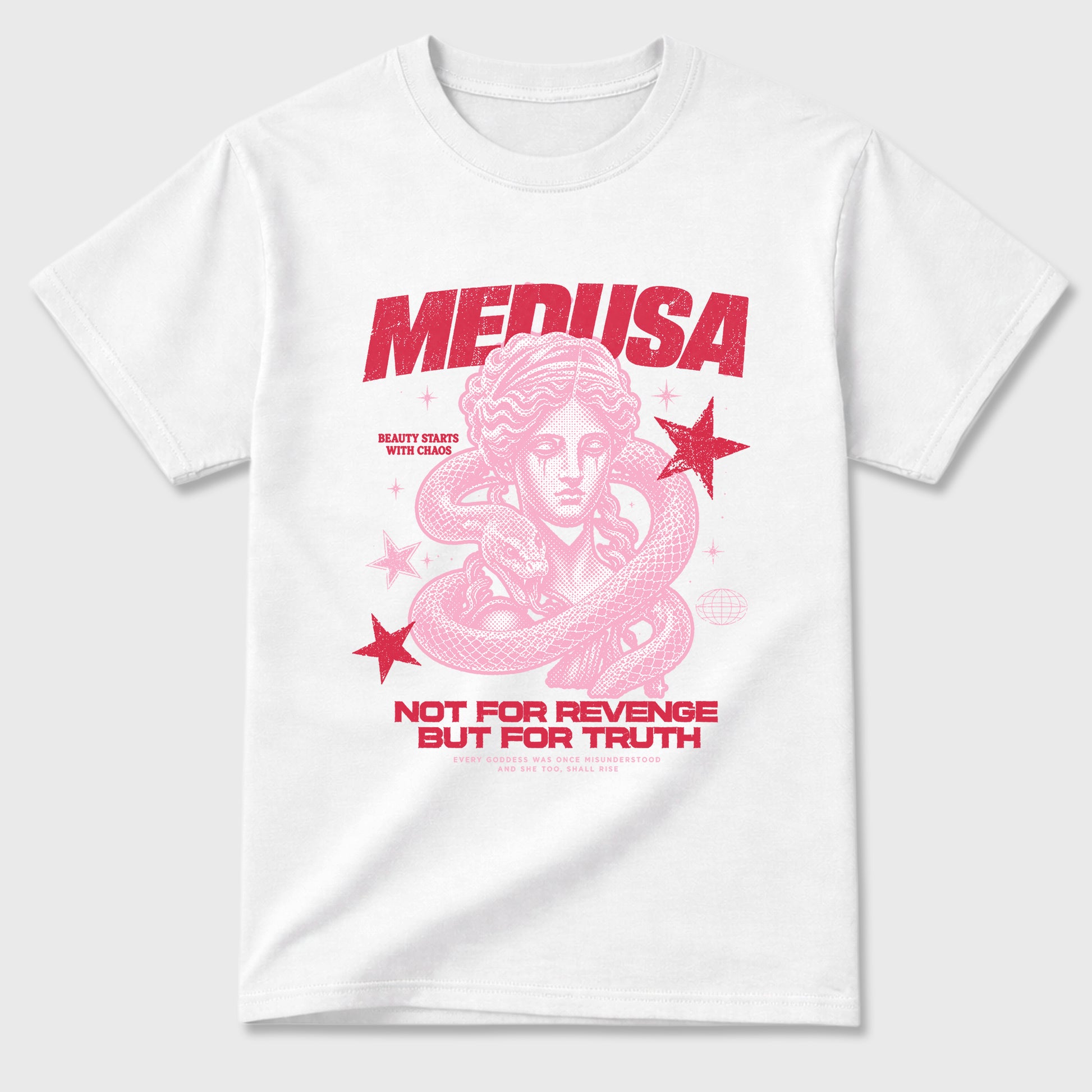 Medusa Graphic T-Shirt sneaker match tee designed for the Jordan 1 Low x Travis Scott Tropical Pink, featuring coordinated color options for a perfect streetwear match. White 2 shirt.