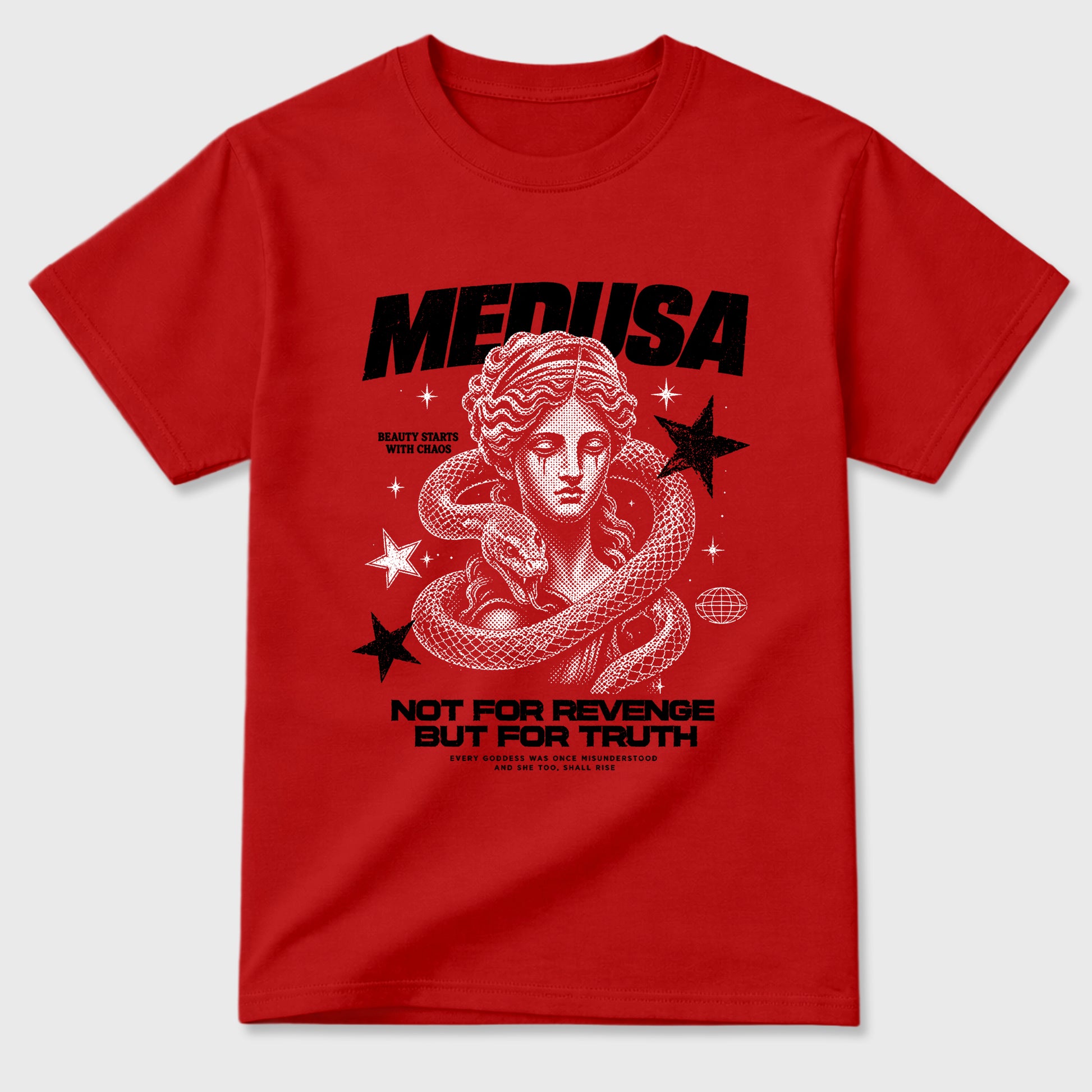 Medusa Graphic T-Shirt sneaker match tee designed for the Air Jordan 12 Retro Bloodline, featuring coordinated color options for a perfect streetwear match. Red 2 shirt.