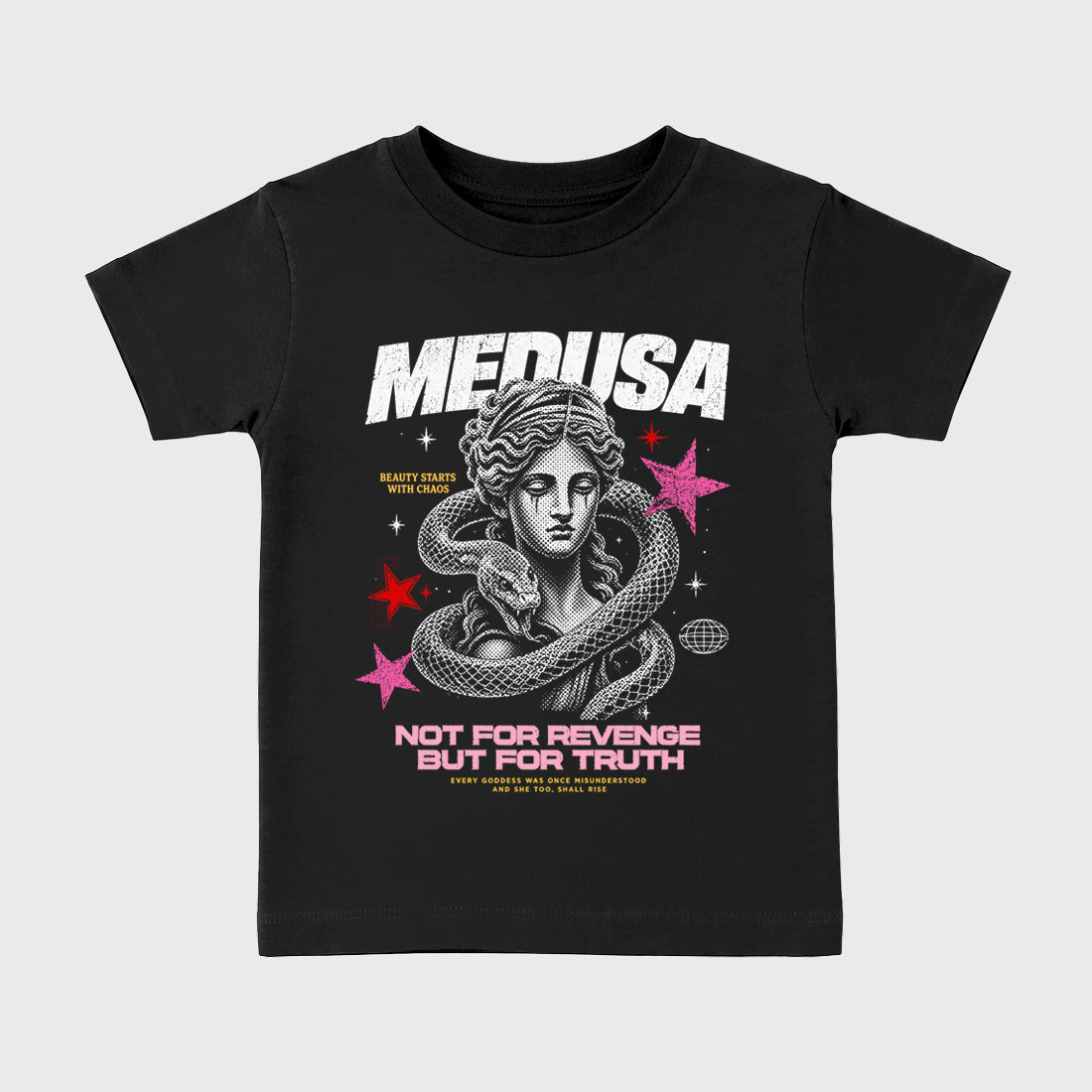 Medusa Baby & Kids Graphic T-Shirt featuring original artwork designed to match the Air Jordan 4 Comic. Black 2 Kids Graphic Tee.