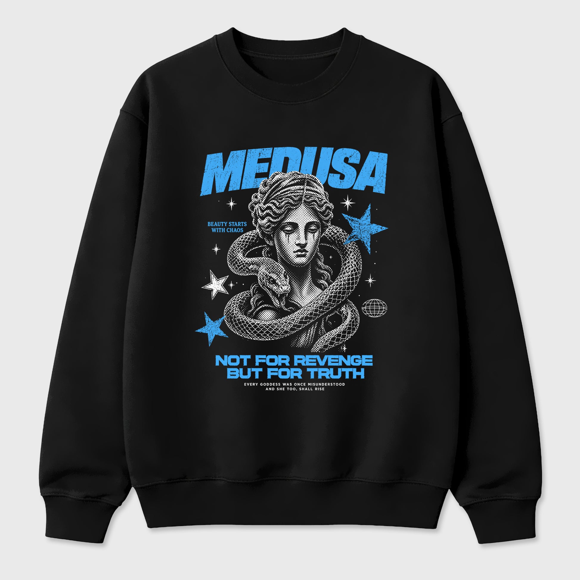Medusa Graphic T-Shirt sneaker match tee designed for the Air Jordan 5 Black University Blue, featuring coordinated color options for a perfect streetwear match. Black 2 shirt.