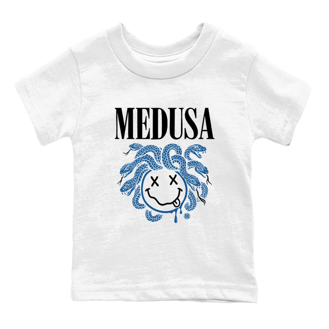 Sneaker match tees – Sneaker Tees To Match Air Jordan 1 x Travis Scott x Fragment Shoes – Medusa Drip Kids T-Shirt White 2