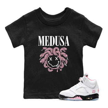 Sneaker match tees – Sneaker Tees To Match Air Jordan 5 35th Anniversary Shoes – Medusa Drip Kids T-Shirt Black 1