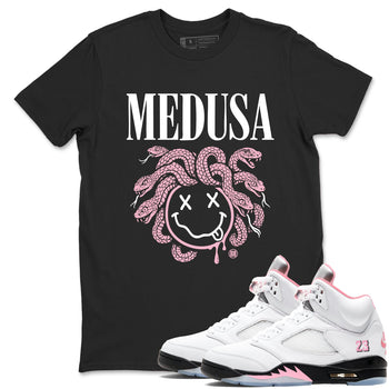 Sneaker match tees – Sneaker Tees To Match Air Jordan 5 35th Anniversary Shoes – Medusa Drip Tee Black 1