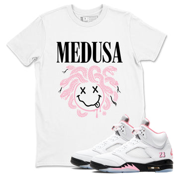 Sneaker match tees – Sneaker Tees To Match Air Jordan 5 35th Anniversary Shoes – Medusa Drip Tee White 1