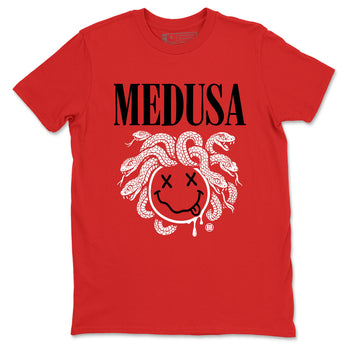 5s Retro Fire Red Sneaker match tees – Sneaker Tees To Match Jordan 5 Fire Red Shoes – Medusa Drip Tee Red 2