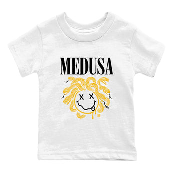 5s Tokyo Sneaker match tees – Sneaker Tees To Match Air Jordan 5 Tokyo Shoes – Medusa Drip Kids T-Shirt White 2