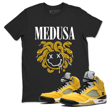 5s Tokyo Sneaker match tees – Sneaker Tees To Match Air Jordan 5 Tokyo Shoes – Medusa Drip Tee Black 1