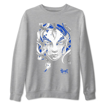 12s Blueberry shirts to match jordans Medusa Head sneaker match tees Air Jordan 12 Blueberry SNRT Sneaker Release Tees unisex cotton Heather Grey 2 crew neck shirts