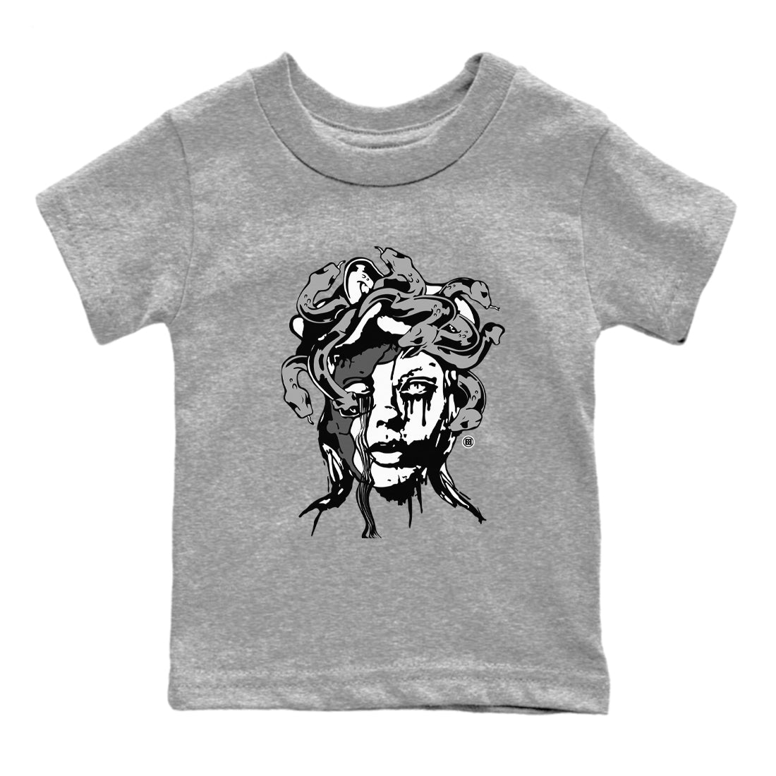 12s Black Wolf Grey shirts to match jordans Medusa Statue sneaker match tees 12s Barons Grey SNRT Sneaker Release Tees Youth Baby Heather Grey 2 crew neck shirts