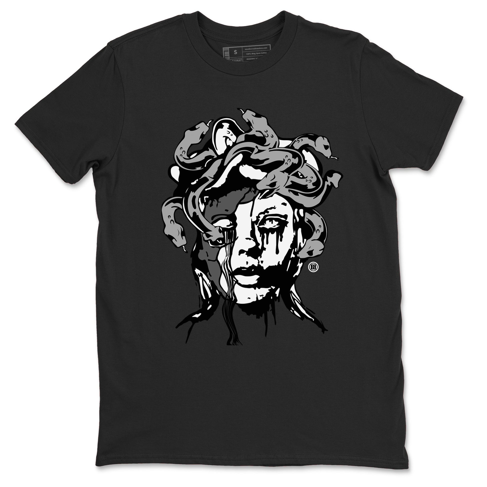 12s Black Wolf Grey shirts to match jordans Medusa Statue sneaker match tees 12s Barons Grey SNRT Sneaker Release Tees unisex cotton Black 2 crew neck shirts