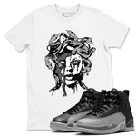 12s Black Wolf Grey shirts to match jordans Medusa Statue sneaker match tees 12s Barons Grey SNRT Sneaker Release Tees unisex cotton White 1 crew neck shirts