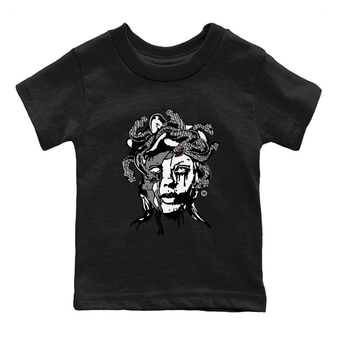 3s Cement Grey shirts to match jordans Medusa Statue sneaker match tees Air Jordan 3 Cement Grey SNRT Sneaker Release Tees Youth Baby Black 2 crew neck shirts