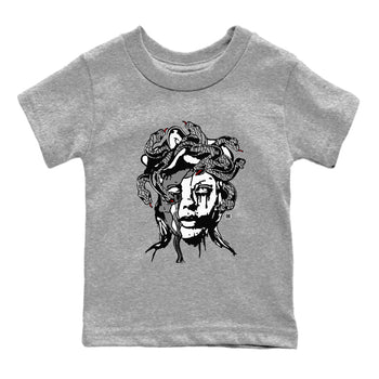 3s Cement Grey shirts to match jordans Medusa Statue sneaker match tees Air Jordan 3 Cement Grey SNRT Sneaker Release Tees Youth Baby Heather Grey 2 crew neck shirts