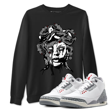 3s Cement Grey shirts to match jordans Medusa Statue sneaker match tees Air Jordan 3 Cement Grey SNRT Sneaker Release Tees unisex cotton Black 1 crew neck shirts