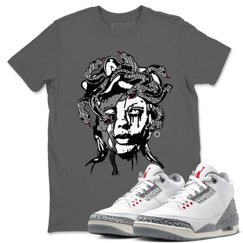 3s Cement Grey shirts to match jordans Medusa Statue sneaker match tees Air Jordan 3 Cement Grey SNRT Sneaker Release Tees unisex cotton Cool Grey 1 crew neck shirts