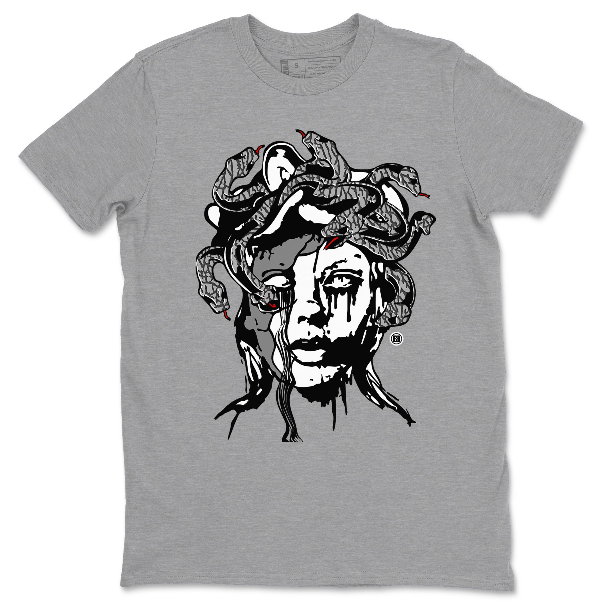 3s Cement Grey shirts to match jordans Medusa Statue sneaker match tees Air Jordan 3 Cement Grey SNRT Sneaker Release Tees unisex cotton Heather Grey 2 crew neck shirts