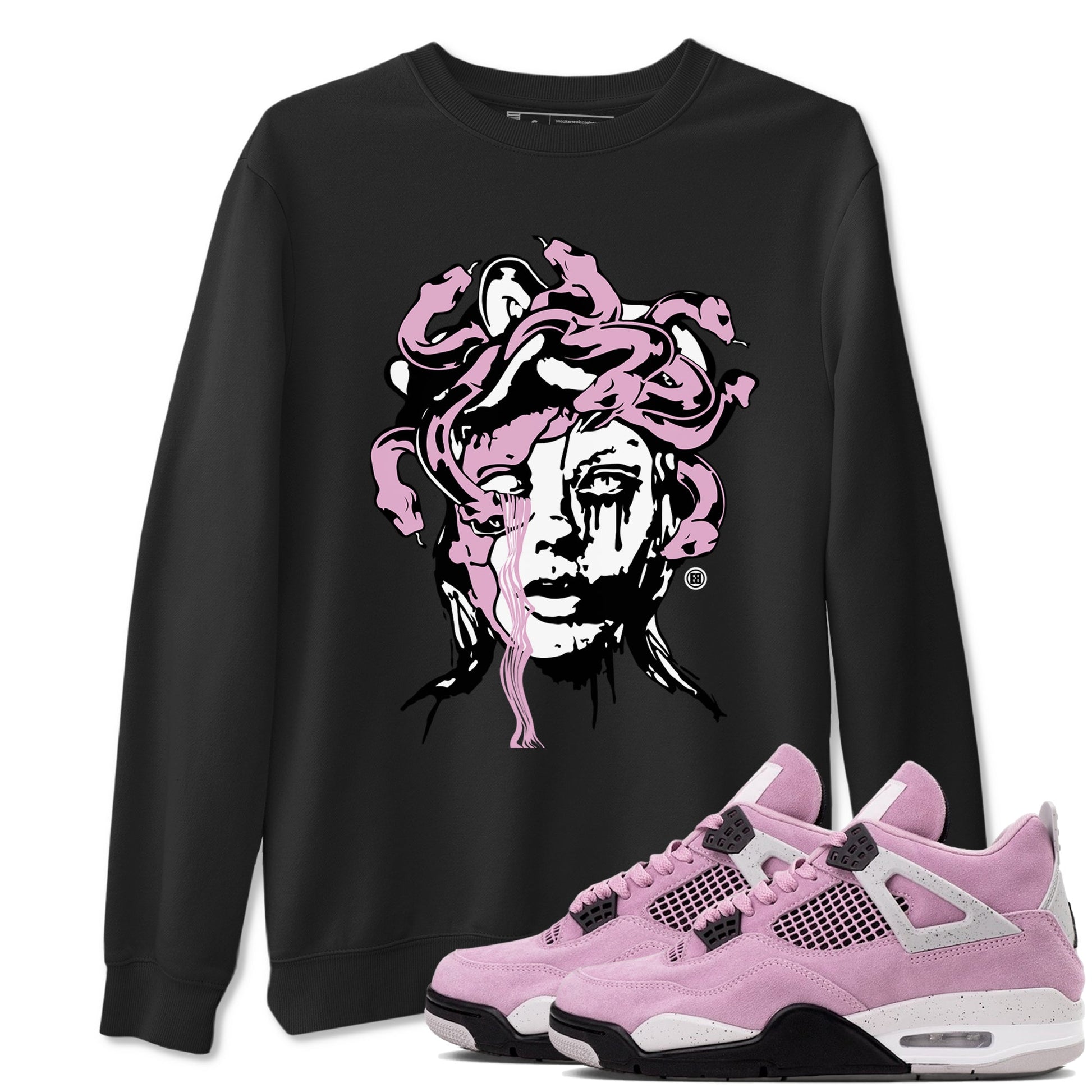 4s Retro Orchid shirts to match jordans Medusa Statue sneaker match tees Air Jordan 4 WMNS Orchid match shoes to clothes SNRT Sneaker Tees unisex cotton Black 1 shirts