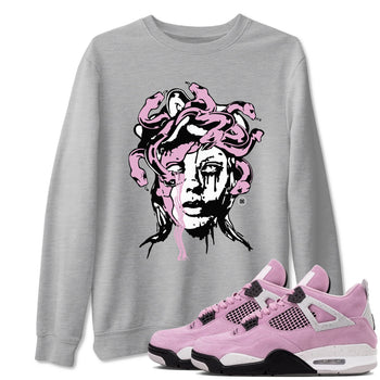 4s Retro Orchid shirts to match jordans Medusa Statue sneaker match tees Air Jordan 4 WMNS Orchid match shoes to clothes SNRT Sneaker Tees unisex cotton Heather Grey 1 shirts