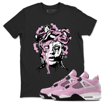4s Retro Orchid shirts to match jordans Medusa Statue sneaker match tees Air Jordan 4 WMNS Orchid match shoes to clothes SNRT Sneaker Tees unisex cotton Black 1 shirts