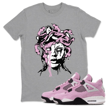4s Retro Orchid shirts to match jordans Medusa Statue sneaker match tees Air Jordan 4 WMNS Orchid match shoes to clothes SNRT Sneaker Tees unisex cotton Heather Grey 1 shirts