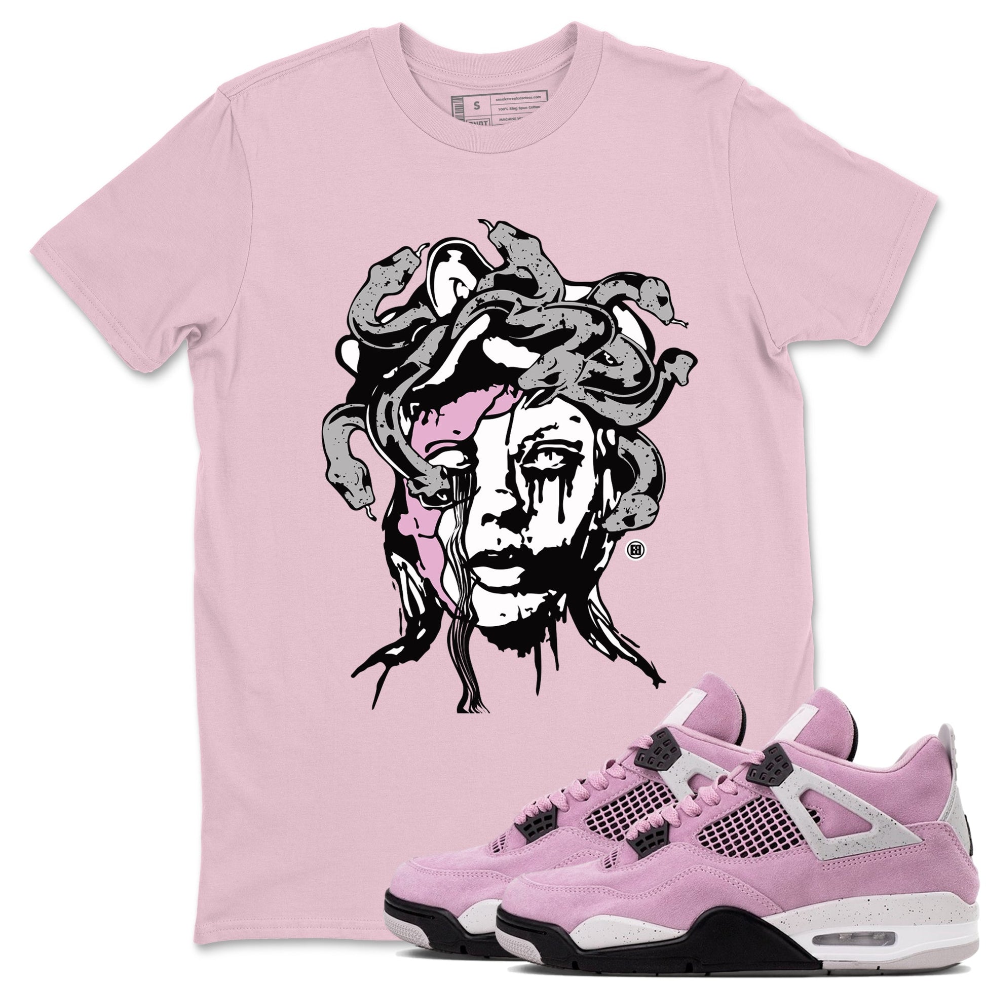 4s Retro Orchid shirts to match jordans Medusa Statue sneaker match tees Air Jordan 4 WMNS Orchid match shoes to clothes SNRT Sneaker Tees unisex cotton Pink 1 shirts