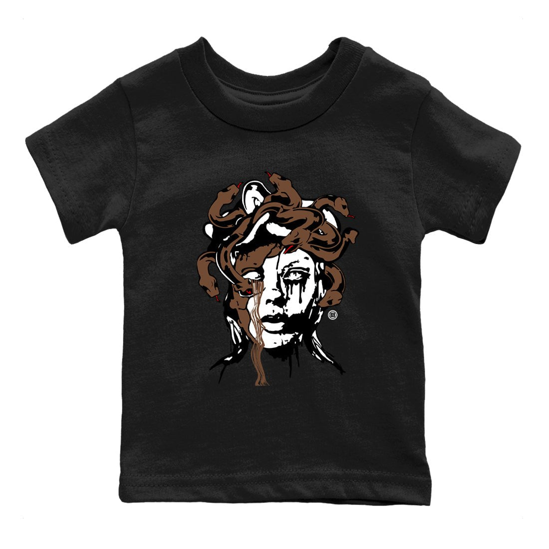9s Olive shirts to match jordans Medusa Statue graphic tees Air Jordan 9 Olive t shirts to match sneakers SNRT Sneaker Tees Youth Baby Black 2 tee
