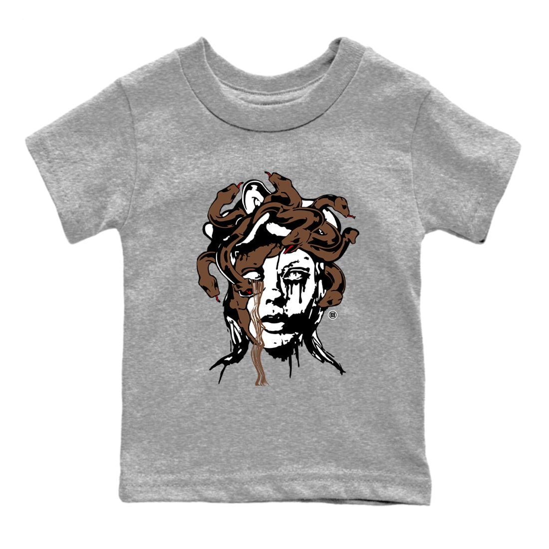 9s Olive shirts to match jordans Medusa Statue graphic tees Air Jordan 9 Olive t shirts to match sneakers SNRT Sneaker Tees Youth Baby Heather Grey 2 tee