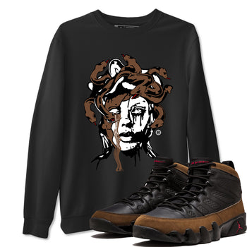 9s Olive shirts to match jordans Medusa Statue graphic tees Air Jordan 9 Olive t shirts to match sneakers SNRT Sneaker Tees unisex cotton Black 1 shirts