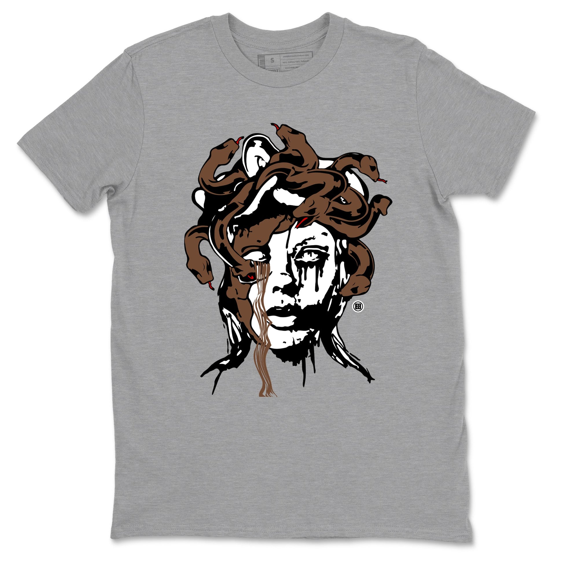 9s Olive shirts to match jordans Medusa Statue graphic tees Air Jordan 9 Olive t shirts to match sneakers SNRT Sneaker Tees unisex cotton Heather Grey 2 shirts