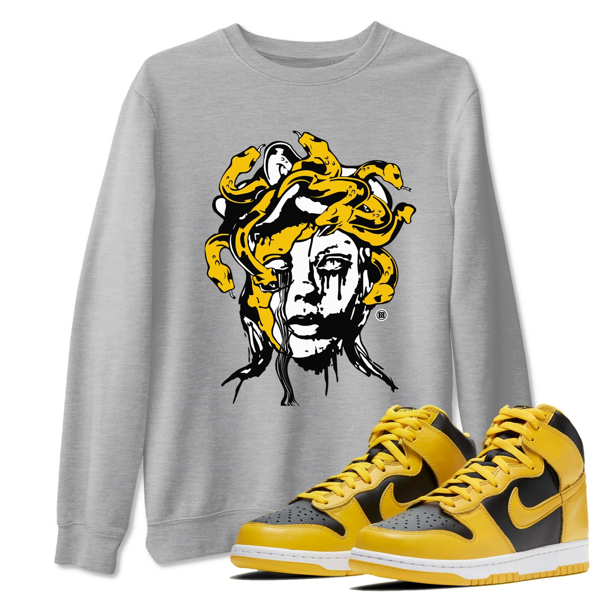 Dunk High Pollen shirts to match jordans Medusa Statue sneaker match tees Dunk High Pollen SNRT Sneaker Release Tees unisex cotton Heather Grey 1 crew neck shirts