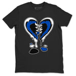 1s Game Royal shirts to match jordans Melting Heart sneaker match tees Air Jordan 1 Retro Low OG Game Royal match shoes to clothes SNRT Sneaker Tees unisex cotton Black 2 shirts