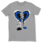 1s Game Royal shirts to match jordans Melting Heart sneaker match tees Air Jordan 1 Retro Low OG Game Royal match shoes to clothes SNRT Sneaker Tees unisex cotton Heather Grey 2 shirts