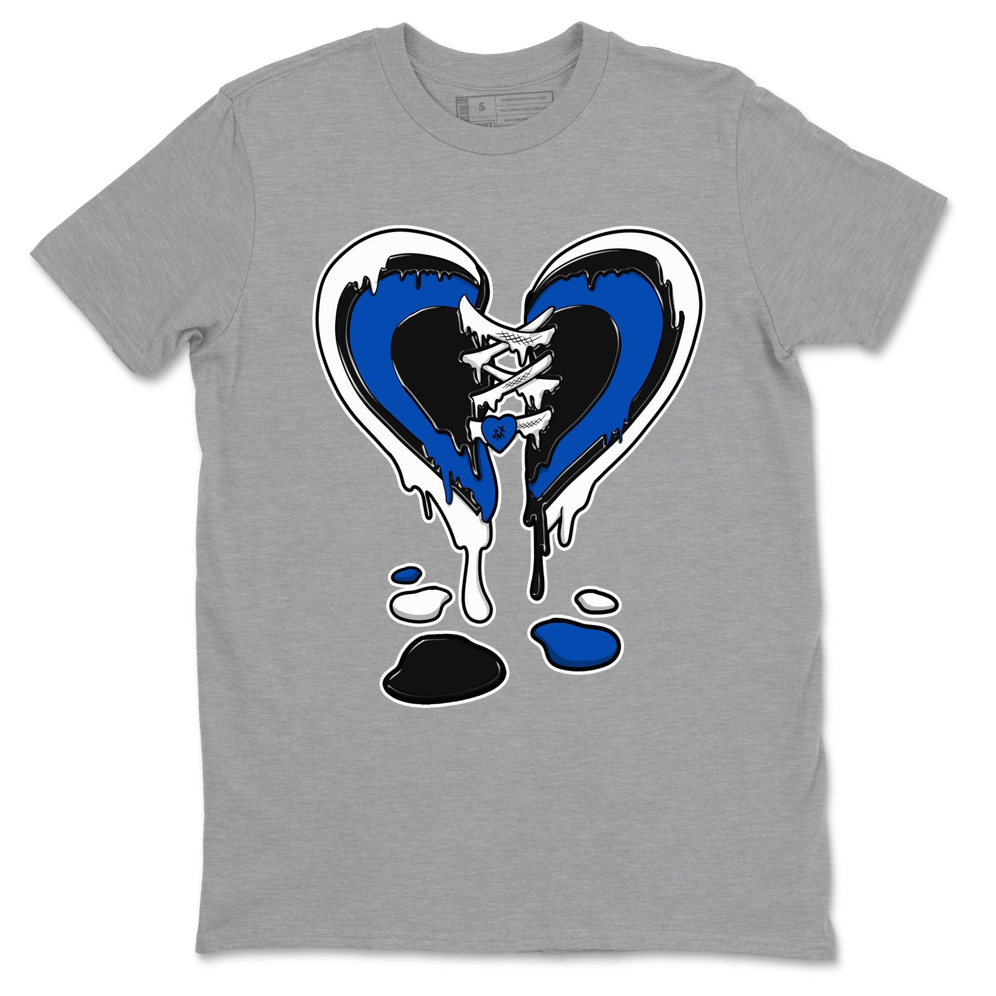 1s Game Royal shirts to match jordans Melting Heart sneaker match tees Air Jordan 1 Retro Low OG Game Royal match shoes to clothes SNRT Sneaker Tees unisex cotton Heather Grey 2 shirts