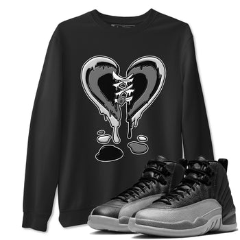 12s Black Wolf Grey shirts to match jordans Melting Heart sneaker match tees 12s Baron SNRT Sneaker Release Tees unisex cotton Black 1 crew neck shirts
