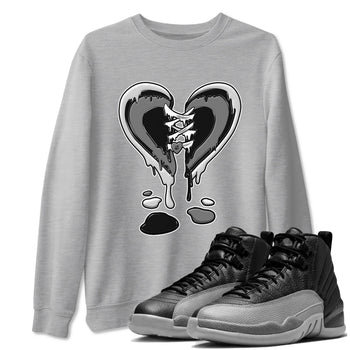 12s Black Wolf Grey shirts to match jordans Melting Heart sneaker match tees 12s Baron SNRT Sneaker Release Tees unisex cotton Heather Grey 1 crew neck shirts
