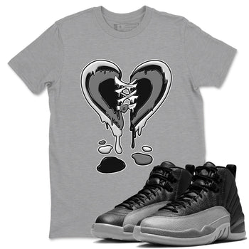 12s Black Wolf Grey shirts to match jordans Melting Heart sneaker match tees 12s Baron SNRT Sneaker Release Tees unisex cotton Heather Grey 1 crew neck shirts