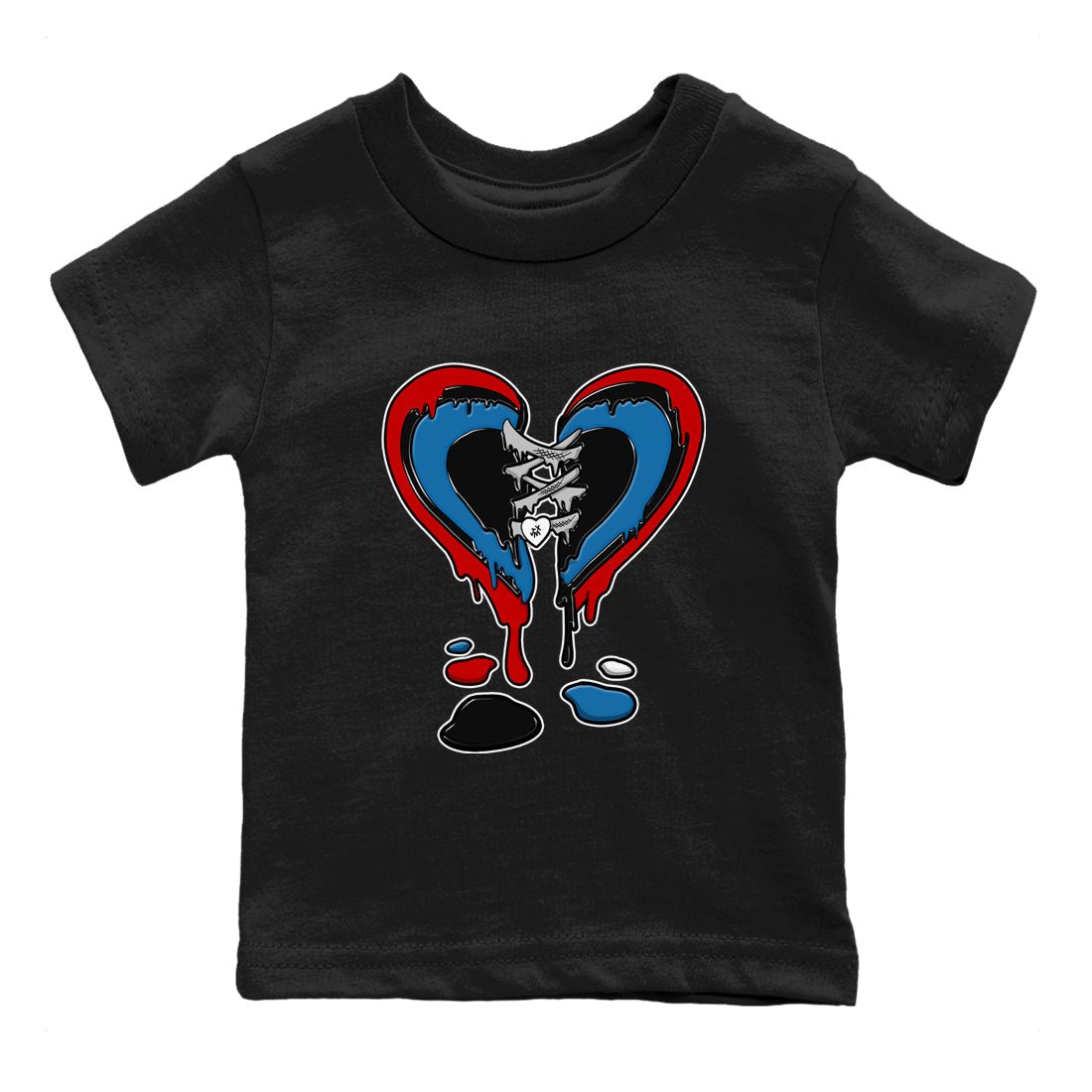 Melting Heart baby and kids t-shirt crafted for little sneakerheads to shine with the Air Jordan 3 Rare Air sneakers, displayed in Black 2.