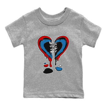 Melting Heart baby and kids t-shirt crafted for little sneakerheads to shine with the Air Jordan 3 Rare Air sneakers, displayed in Heather Grey 2.