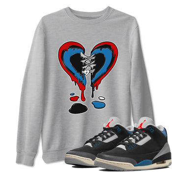 Melting Heart sneaker match t-shirt styled to complete your fit with the Air Jordan 3 Rare Air sneakers, shown in Heather Grey 1.