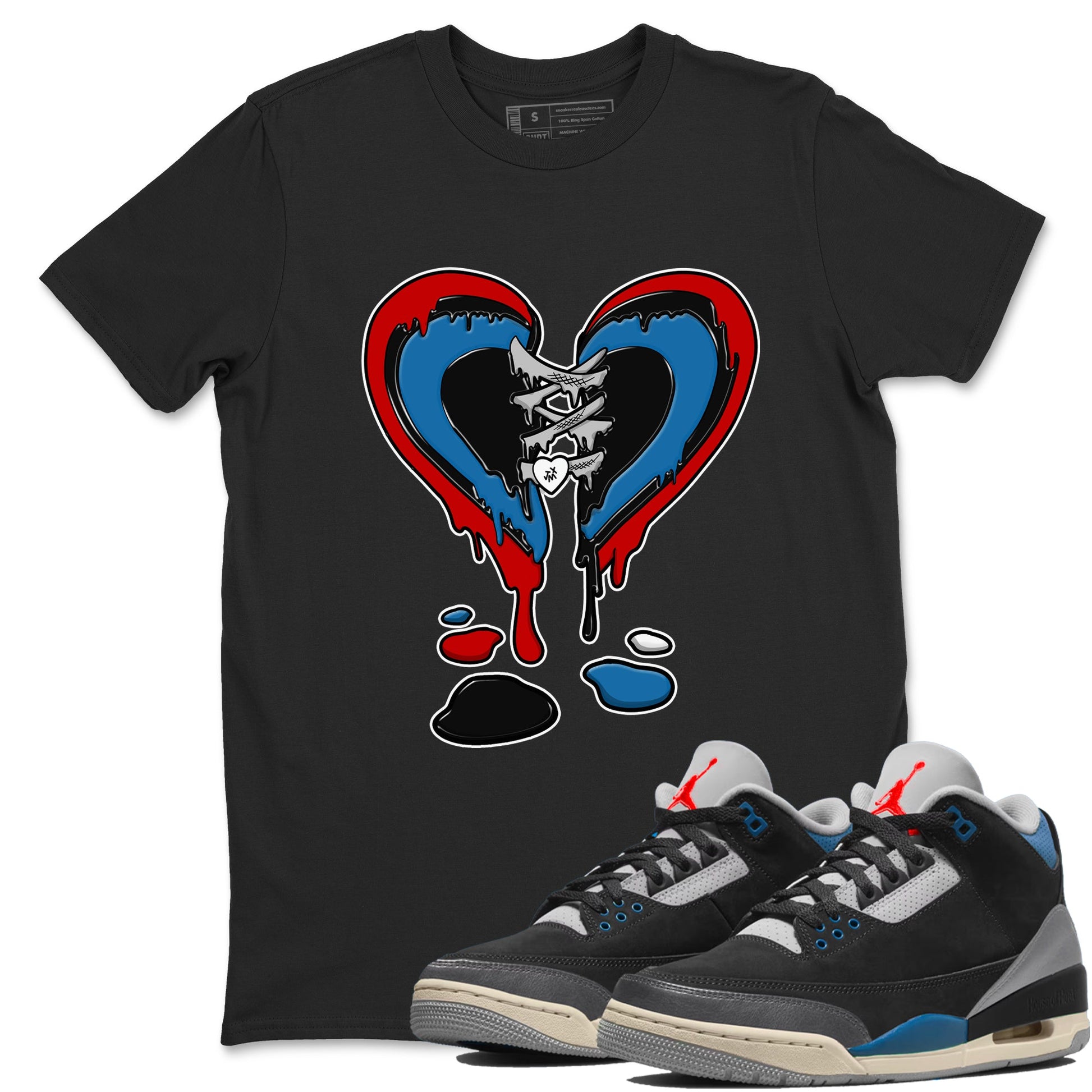Melting Heart sneaker match t-shirt styled to complete your fit with the Air Jordan 3 Rare Air sneakers, shown in Black 1.