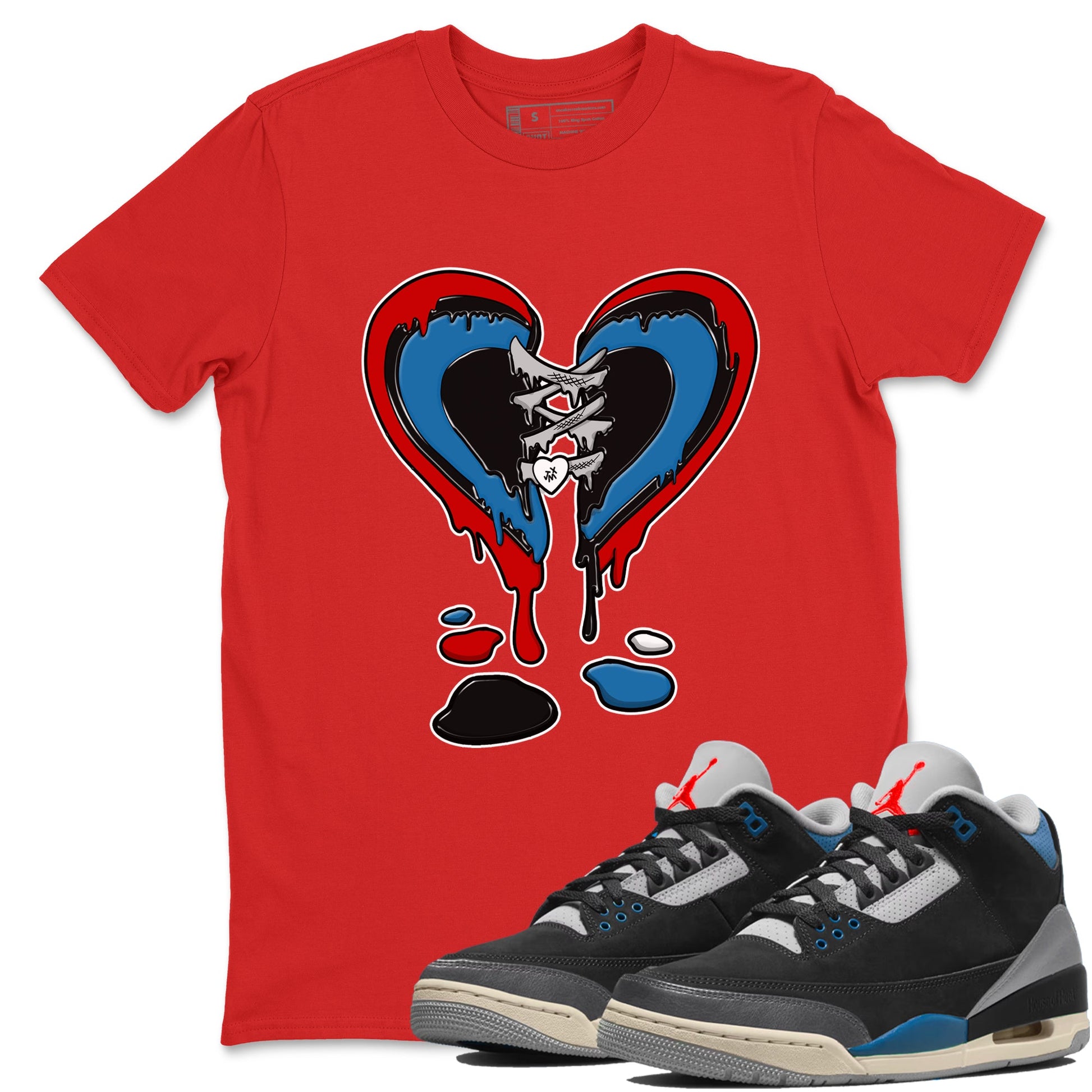 Melting Heart sneaker match t-shirt styled to complete your fit with the Air Jordan 3 Rare Air sneakers, shown in Red 1.