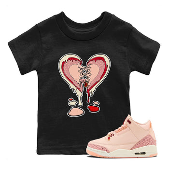 3s Valentines Day tee to match jordans Melting Heart sneaker match tees Air Jordan 3 "Treat Yourself" Washed Coral special Valentine's Day Gift SNRT Sneaker Tees Youth Baby Black 1 tee