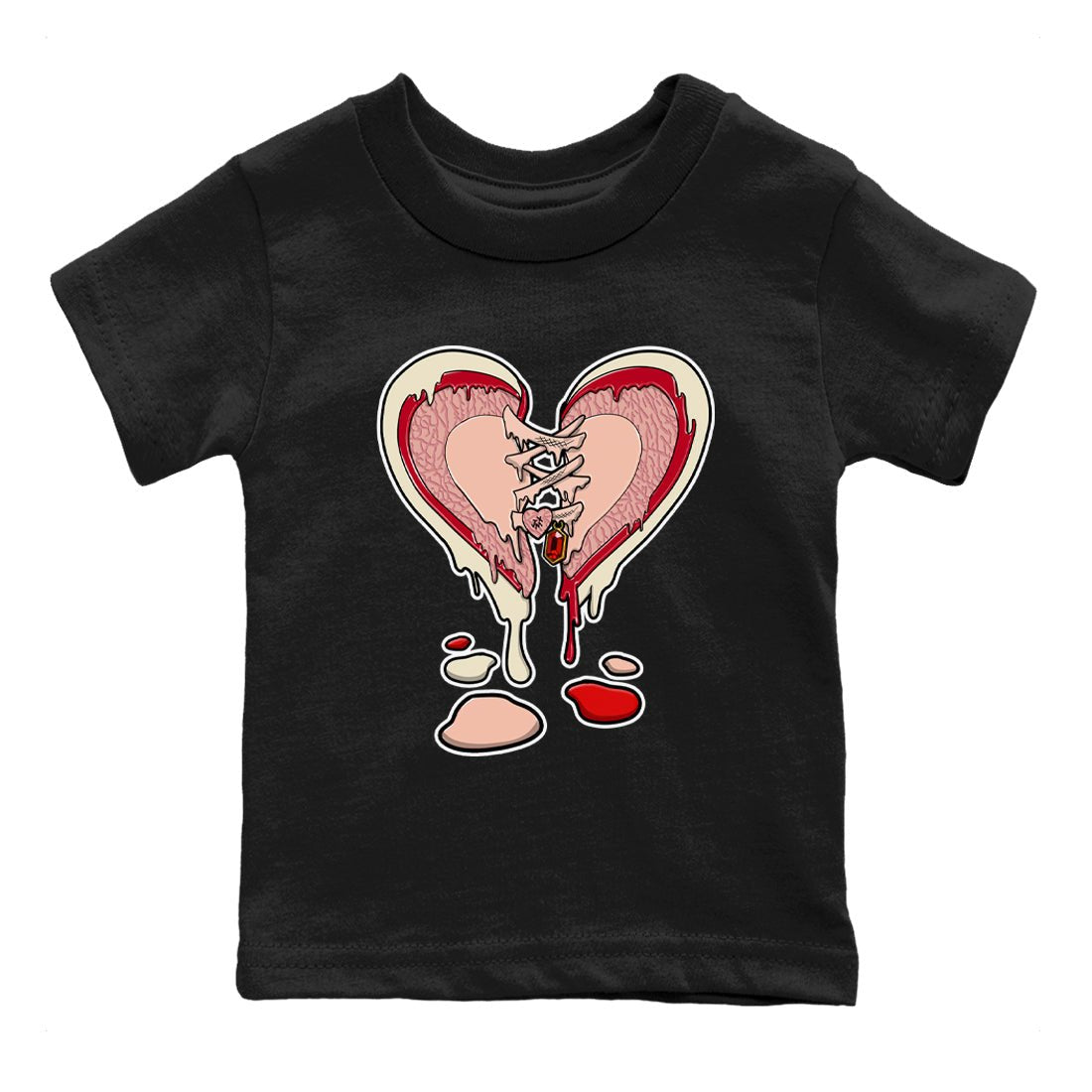 3s Valentines Day tee to match jordans Melting Heart sneaker match tees Air Jordan 3 "Treat Yourself" Washed Coral special Valentine's Day Gift SNRT Sneaker Tees Youth Baby Black 2 tee