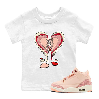 3s Valentines Day tee to match jordans Melting Heart sneaker match tees Air Jordan 3 "Treat Yourself" Washed Coral special Valentine's Day Gift SNRT Sneaker Tees Youth Baby White 1 tee