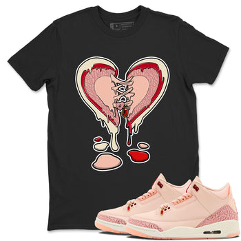 3s Valentines Day tee to match jordans Melting Heart sneaker match tees Air Jordan 3 "Treat Yourself" Washed Coral special Valentine's Day Gift SNRT Sneaker Tees Graphic Tee Black 1 shirts