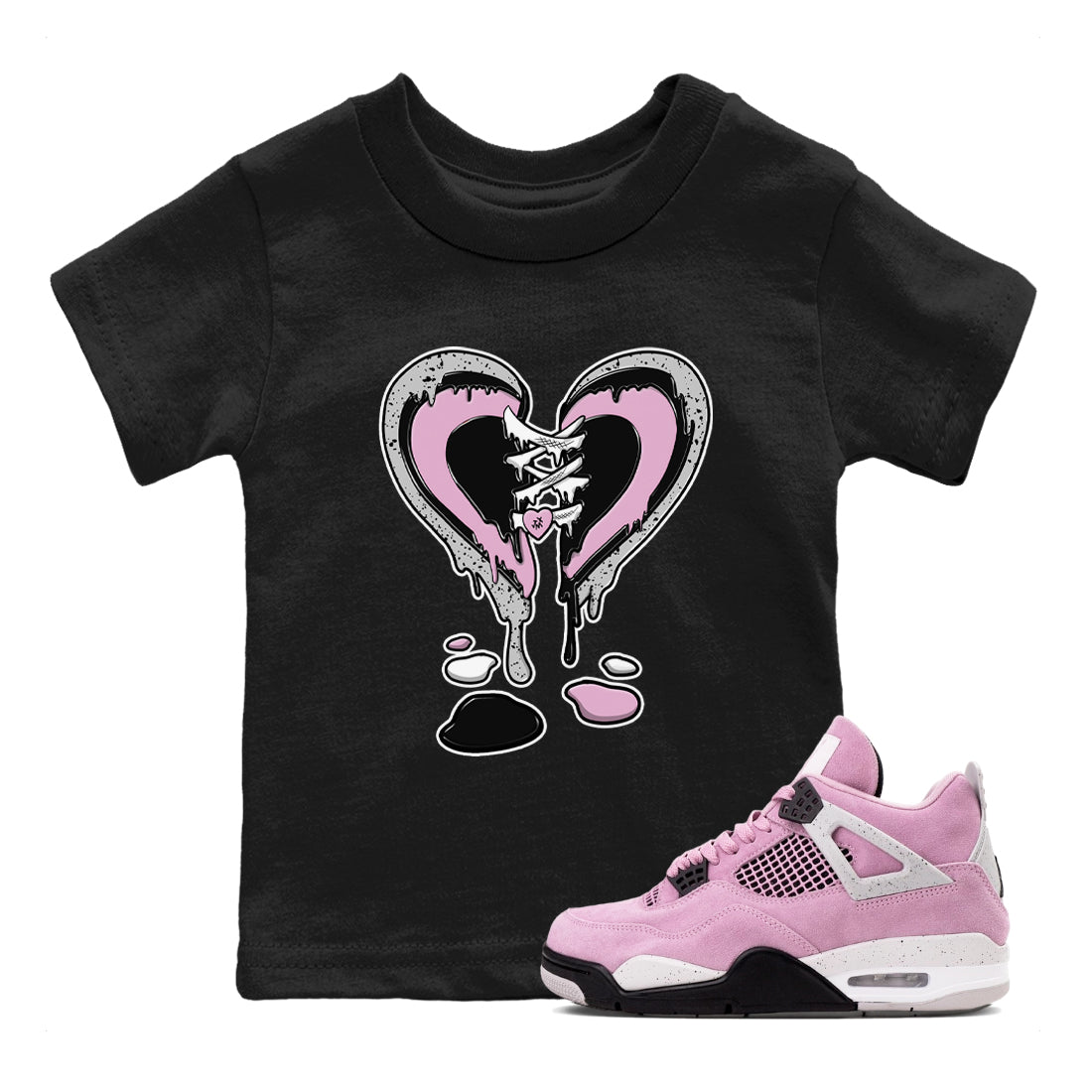 4s Retro Orchid shirts to match jordans Melting Heart sneaker match tees Air Jordan 4 WMNS Orchid match shoes to clothes SNRT Sneaker Tees Youth Baby Black 1 tee