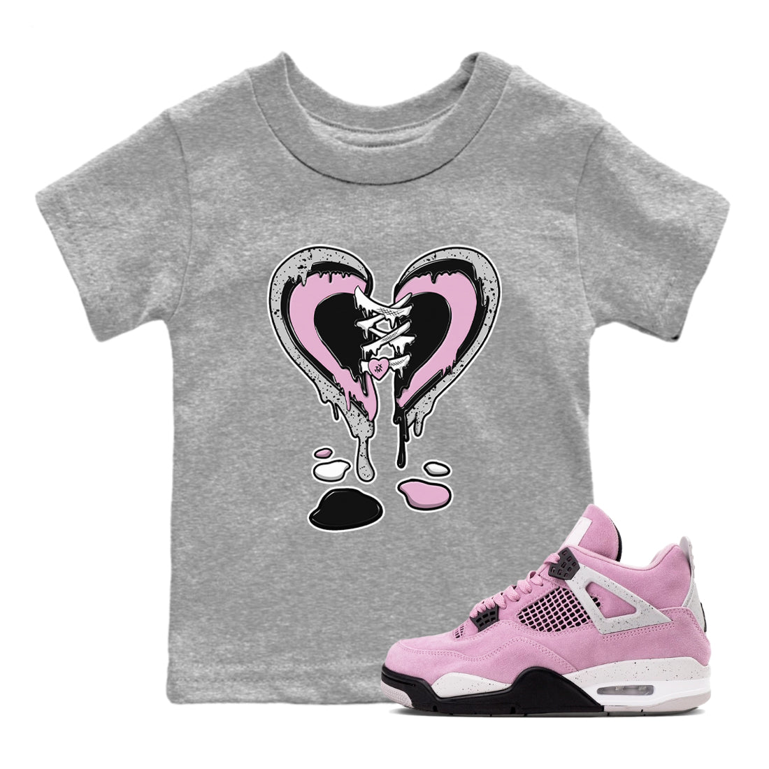 4s Retro Orchid shirts to match jordans Melting Heart sneaker match tees Air Jordan 4 WMNS Orchid match shoes to clothes SNRT Sneaker Tees Youth Baby Heather Grey 1 tee