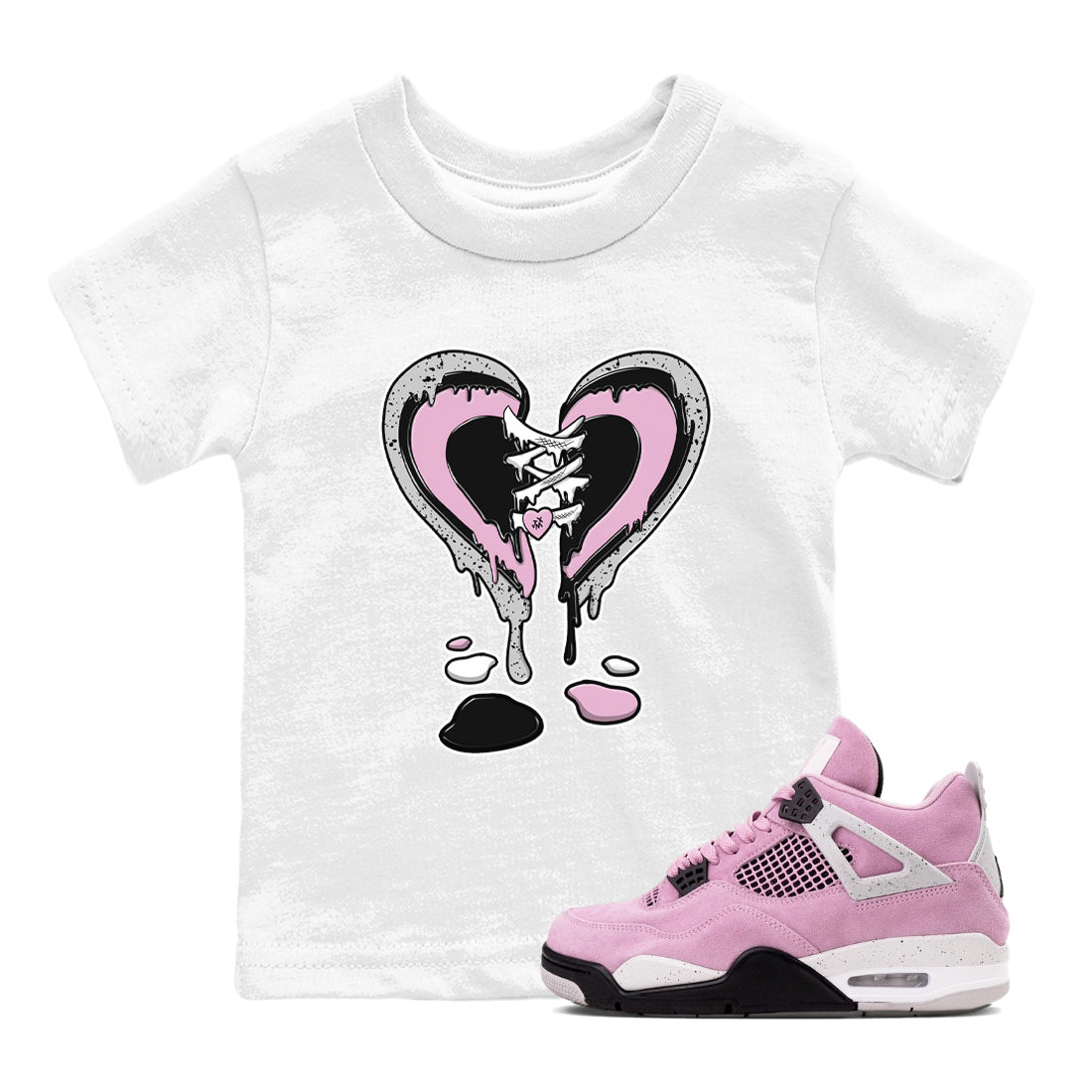 4s Retro Orchid shirts to match jordans Melting Heart sneaker match tees Air Jordan 4 WMNS Orchid match shoes to clothes SNRT Sneaker Tees Youth Baby White 1 tee