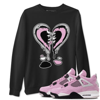 4s Retro Orchid shirts to match jordans Melting Heart sneaker match tees Air Jordan 4 WMNS Orchid match shoes to clothes SNRT Sneaker Tees unisex cotton Black 1 shirts