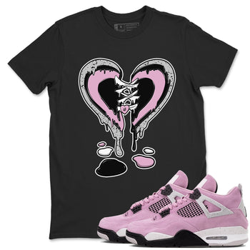 4s Retro Orchid shirts to match jordans Melting Heart sneaker match tees Air Jordan 4 WMNS Orchid match shoes to clothes SNRT Sneaker Tees unisex cotton Black 1 shirts